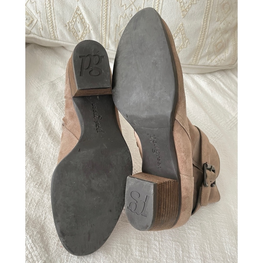 Paul Green Jano Moto Booties Beige Suede Buckle Chunky Heel Size 7, fit like 8.5 - Picture 11 of 14